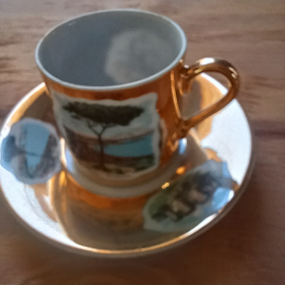 Porcelain demitasse cup and saucer made in Napoli